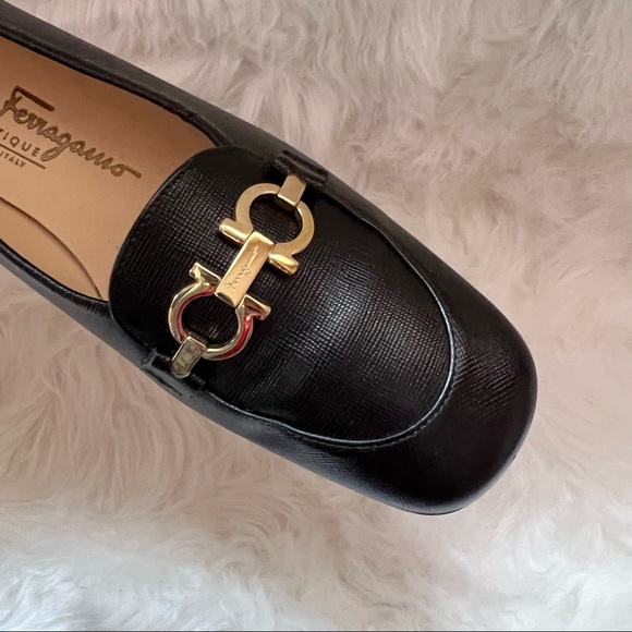 SALVATORE FERRAGAMO Gancini Logo Pebbled Leather Loafers - Picture 7 of 13